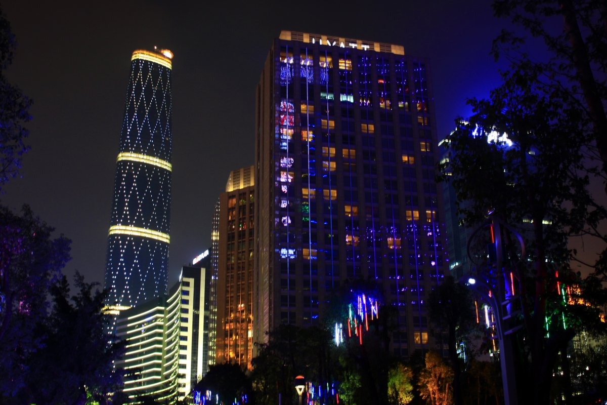 Night view pictures of Huacheng Square in Guangzhou, Guangdong
