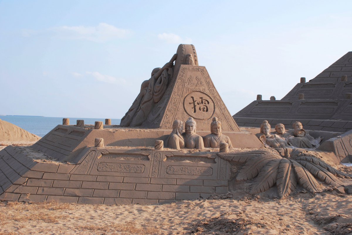 Pictures of sand sculptures in Haiyang, Yantai, Shandong