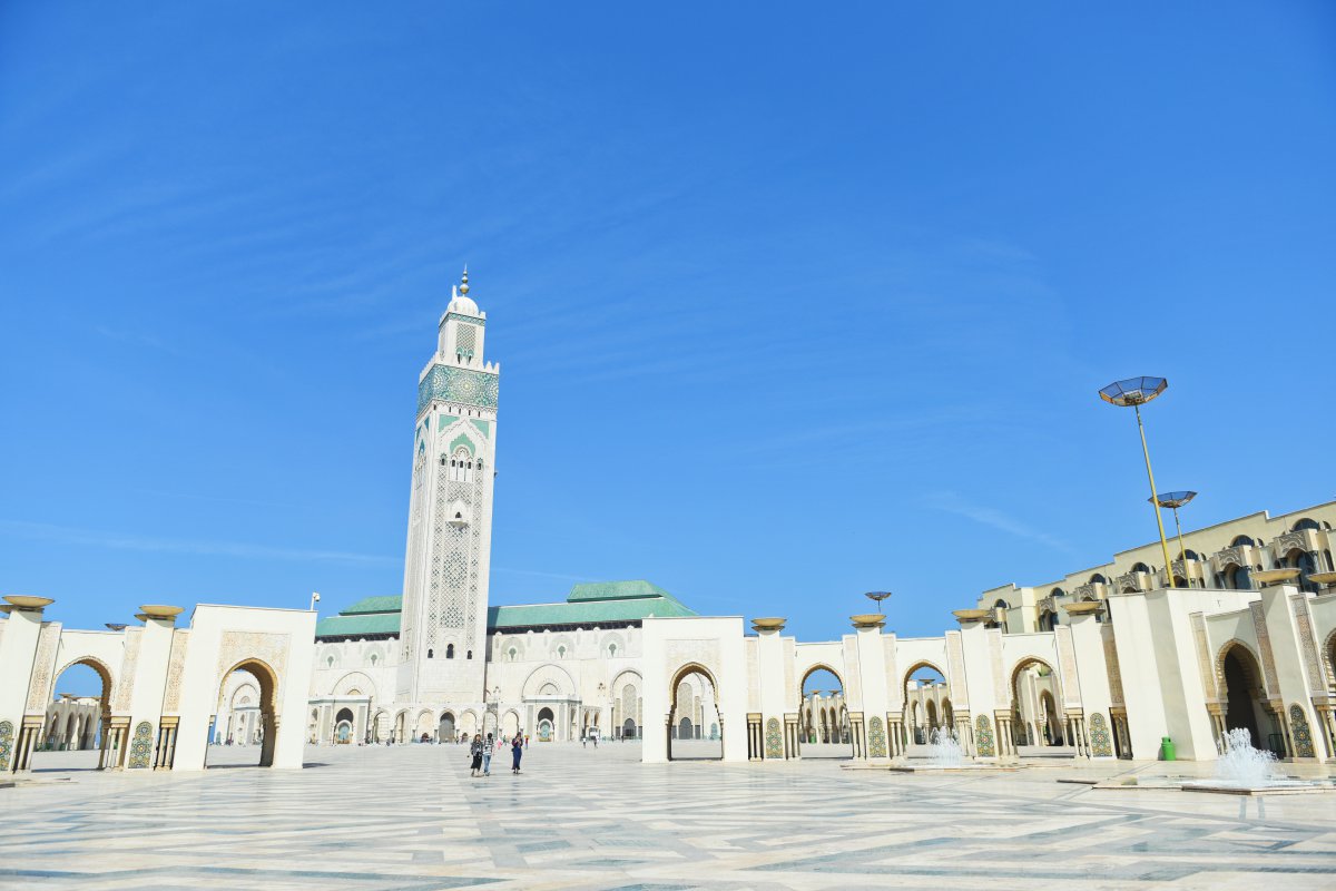 Hassan II Mosque architectural landscape picture in Casablanca, Morocco