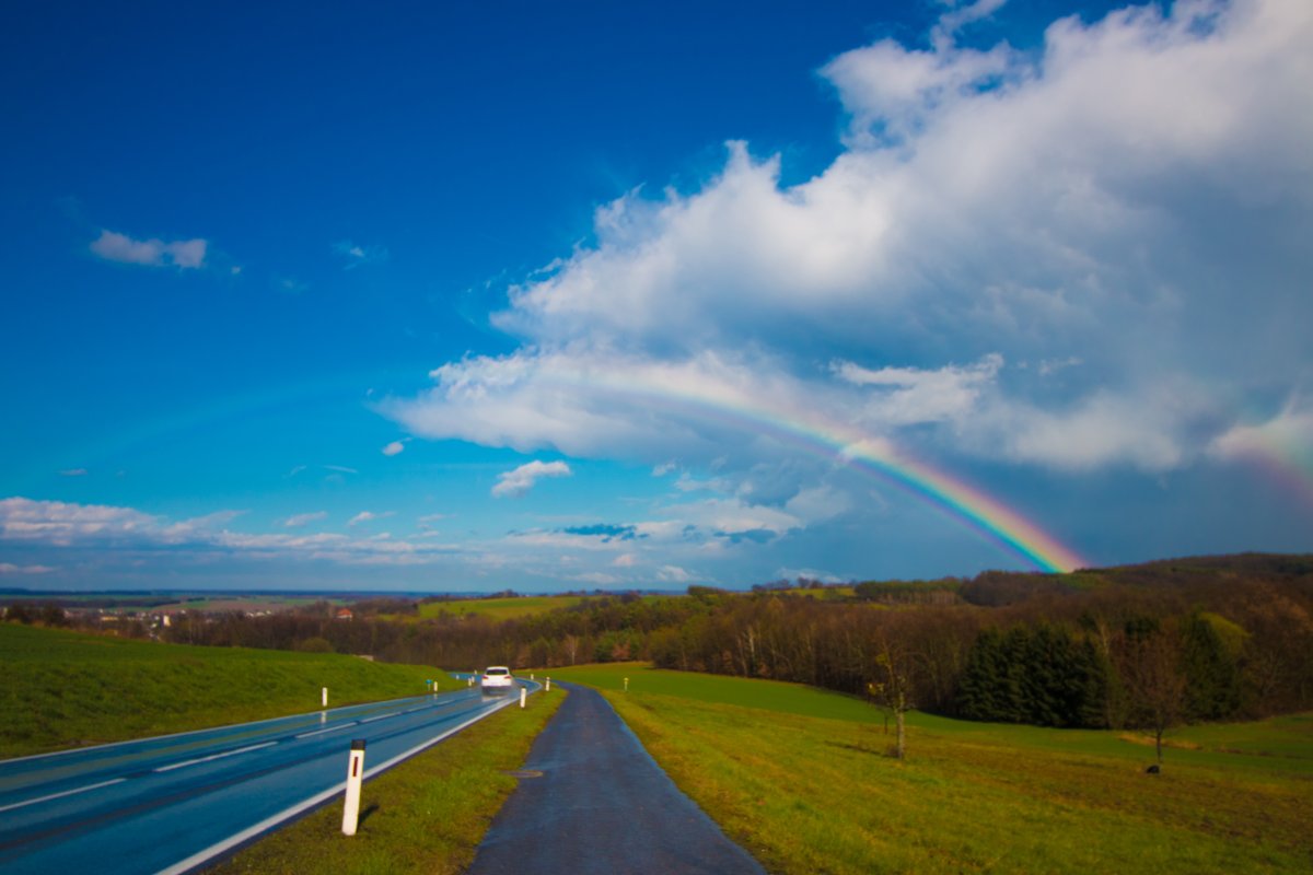 Rainbow scenery pictures in the countryside