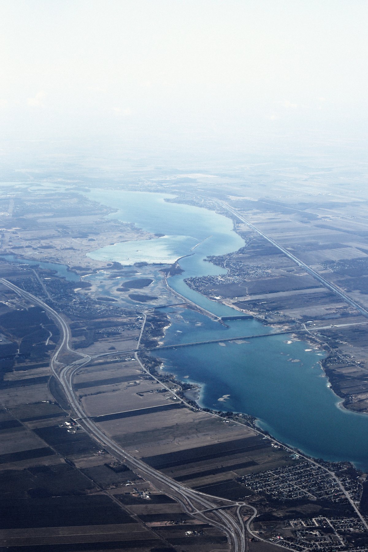 Aerial photo of river bank scenery
