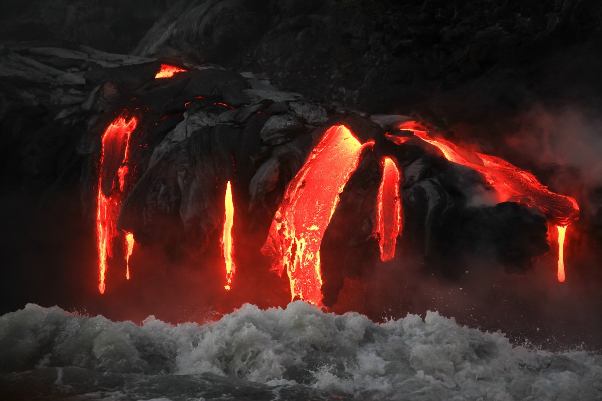 Pictures of magma meeting water
