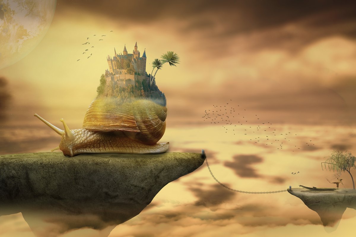 Fantasy Snail Castle Landscape Picture