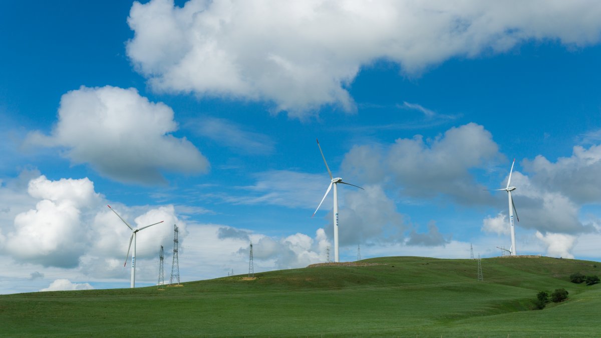 Grassland power generation windmill scenery picture