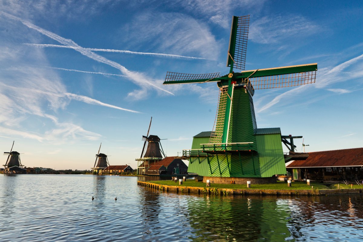 Scenery picture of windmill with blue sky