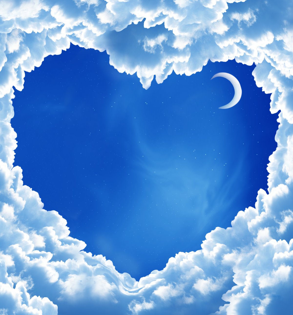 heart shaped clouds moon picture