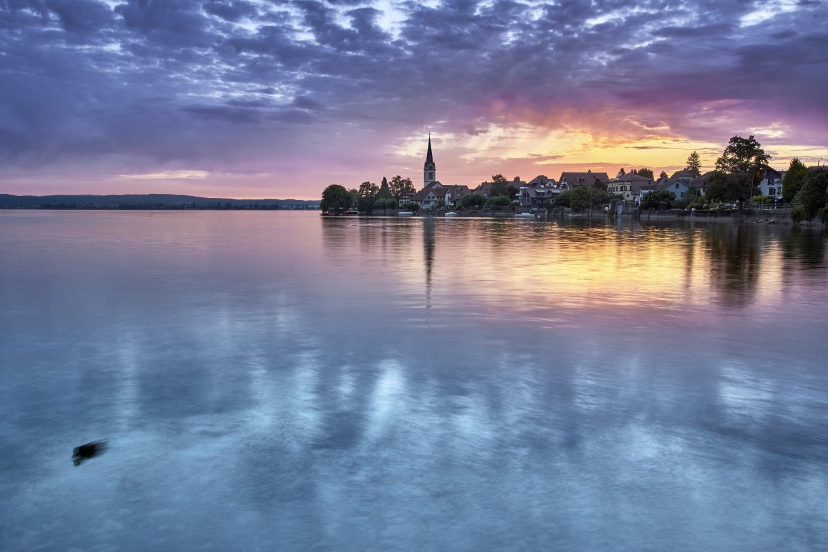 Beautiful and dreamy sunrise picture on Lake Constance