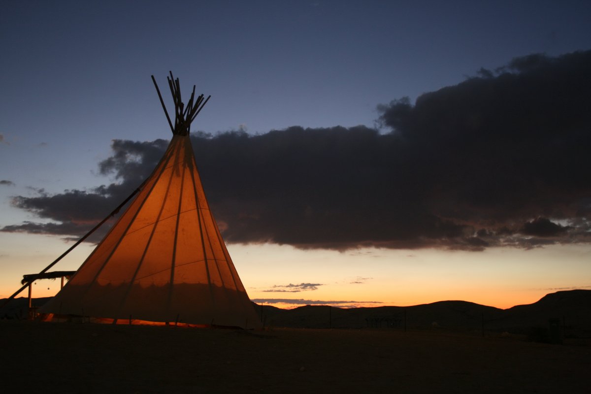 Pictures of outdoor camp at dusk