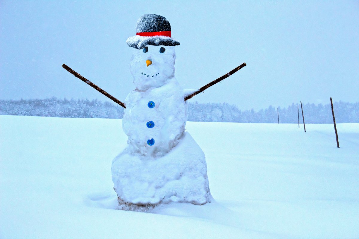 Snowman pictures in winter snow