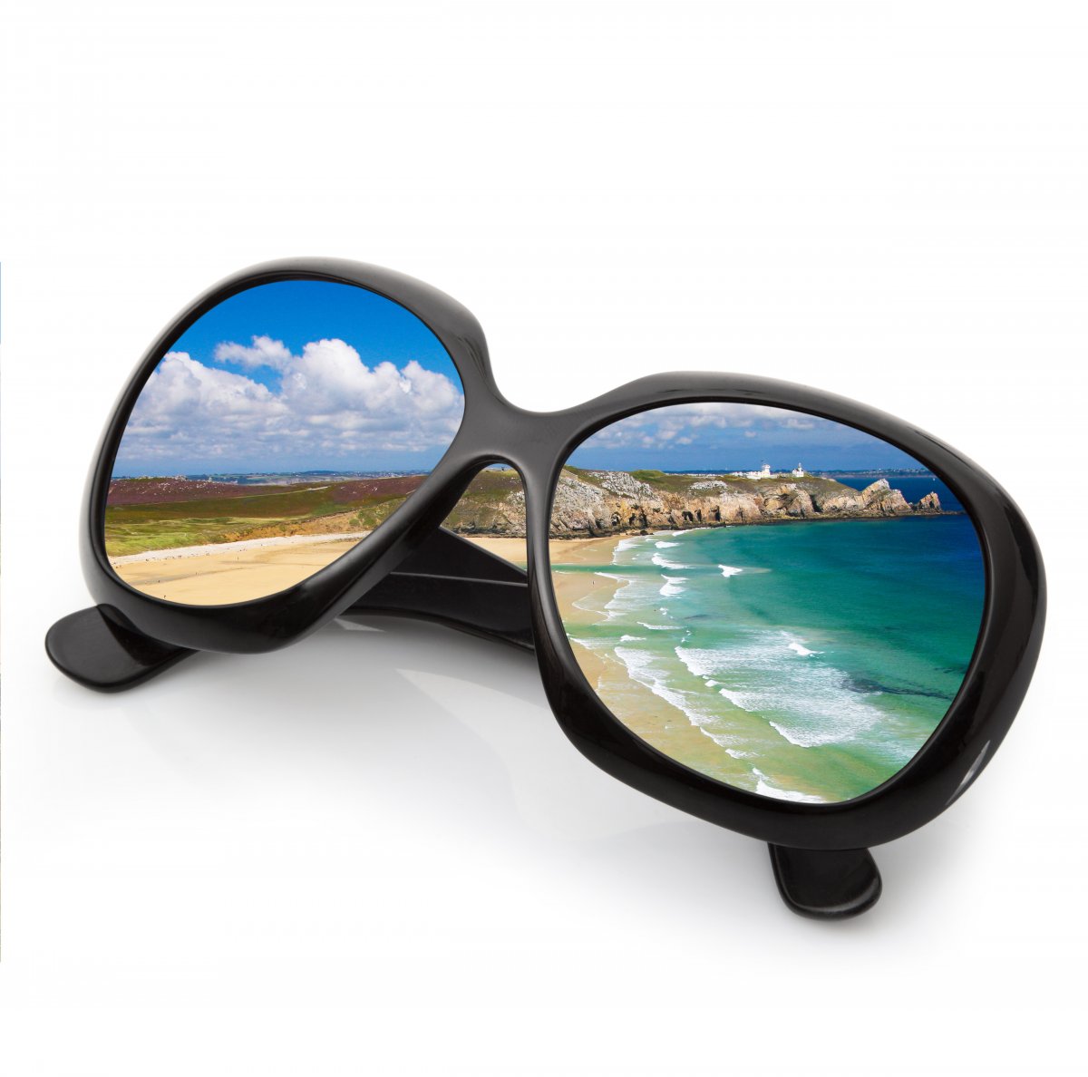 Pictures of the seaside in sunglasses