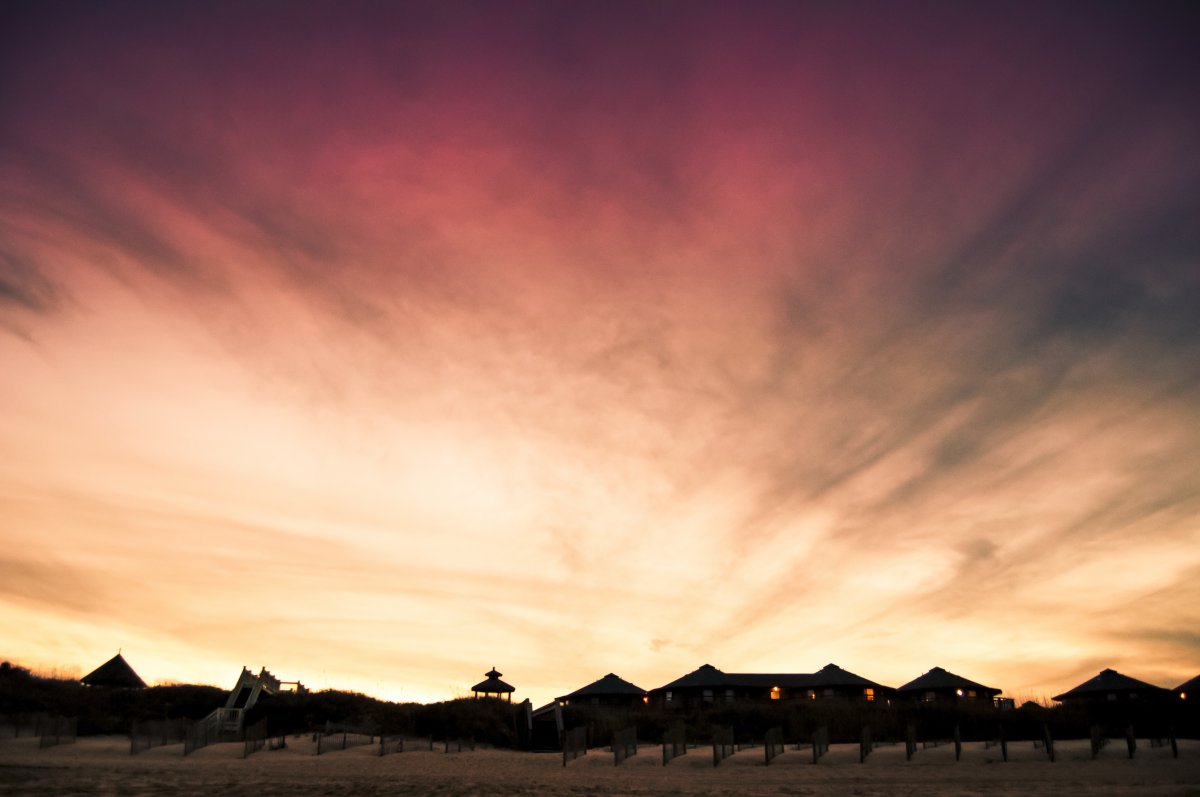 Pictures of beach villa at dusk