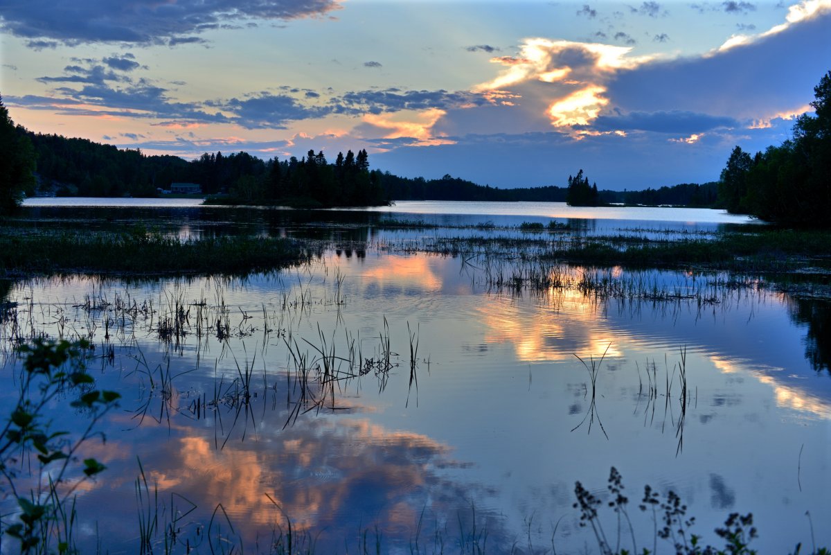 Beautiful pictures of summer lake at dusk