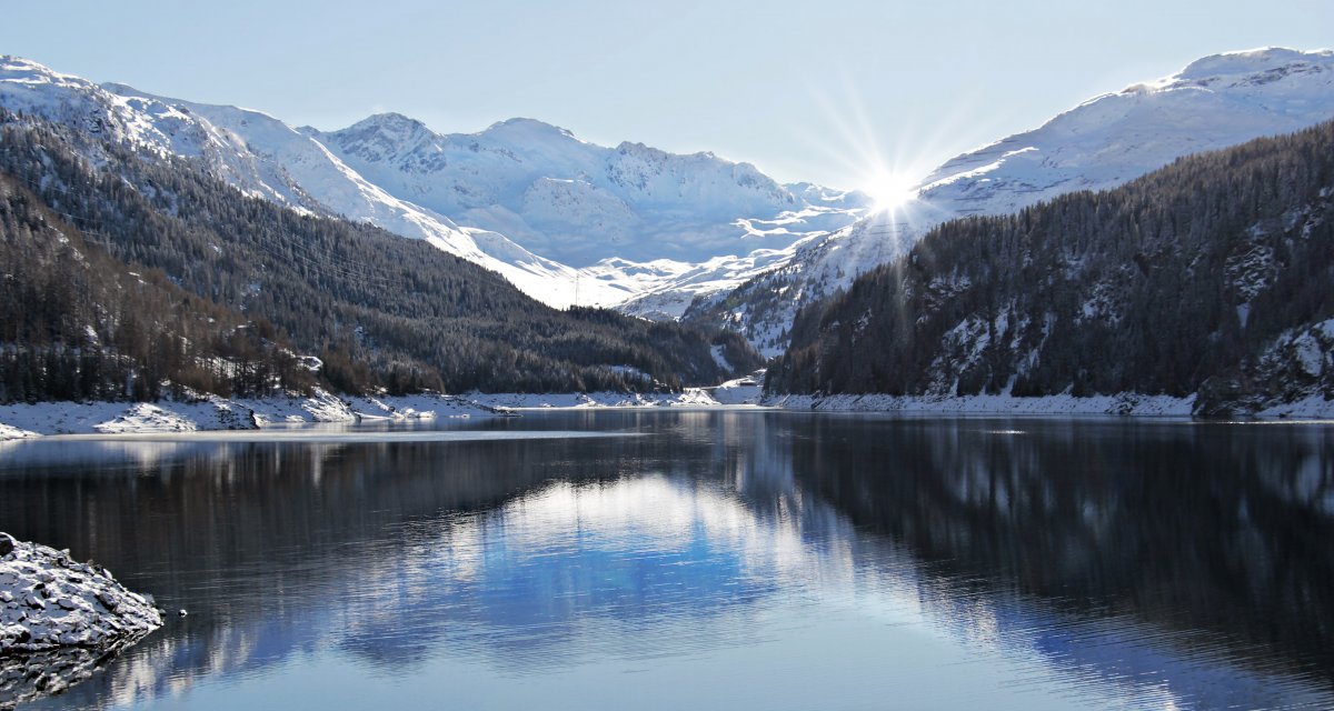 Alpine reservoir scenery pictures