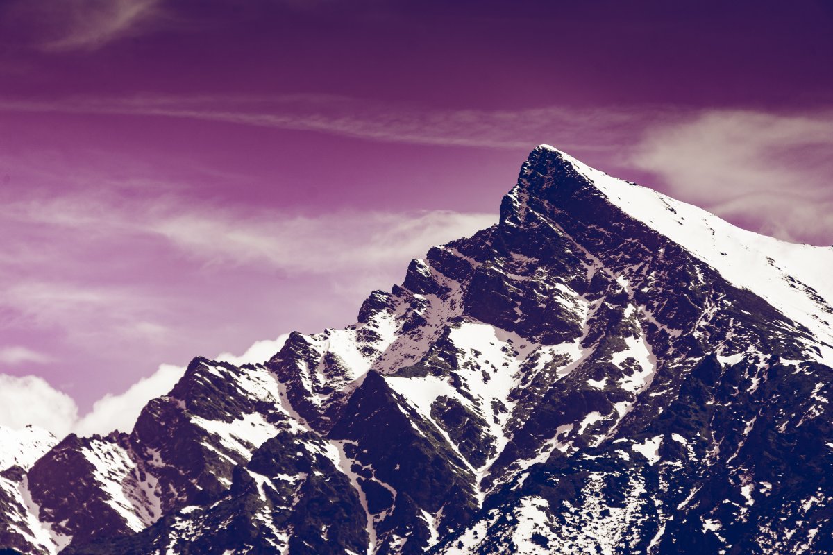 Purple beautiful snow mountain scenery picture