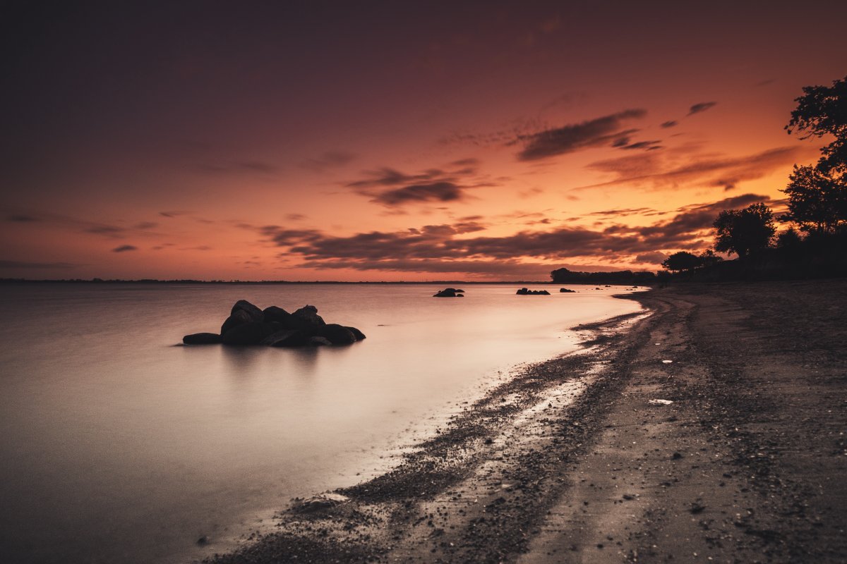 HD photos of seaside dusk scenery