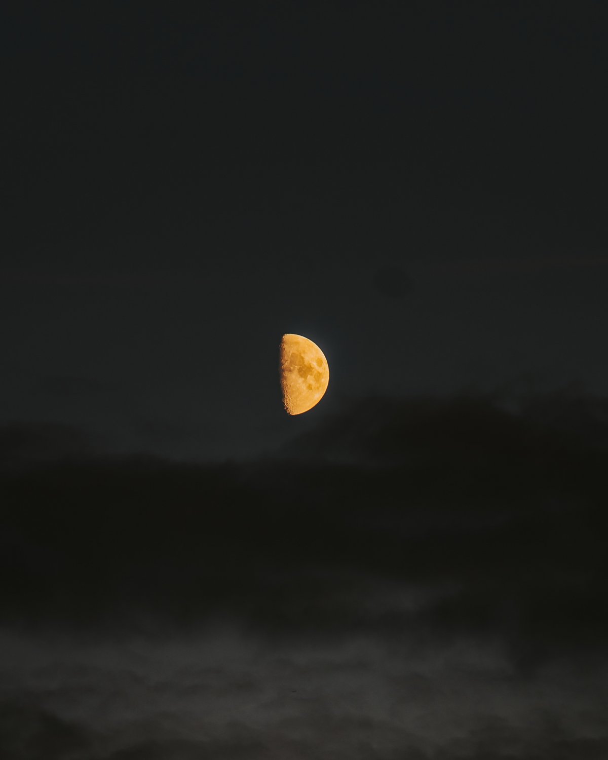 Half moon picture in dark night sky