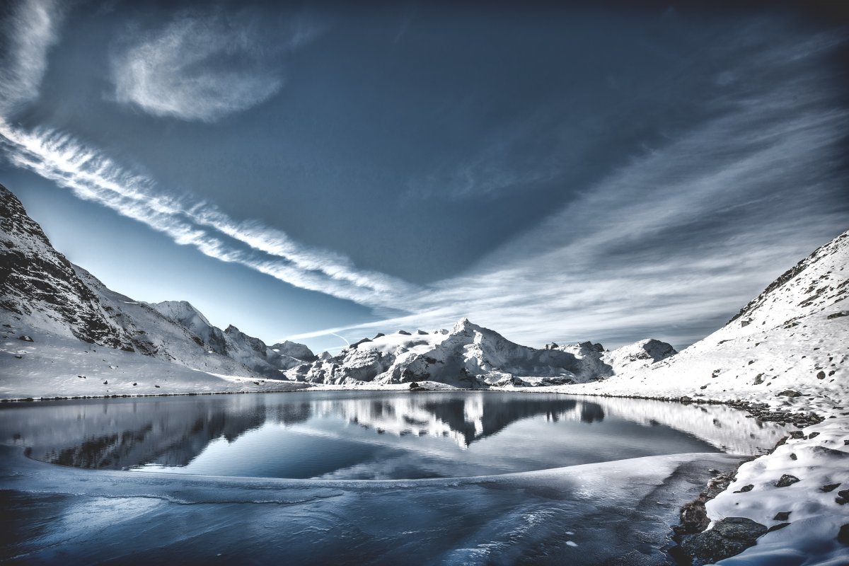 Beautiful scenery pictures of snow mountains and lakes