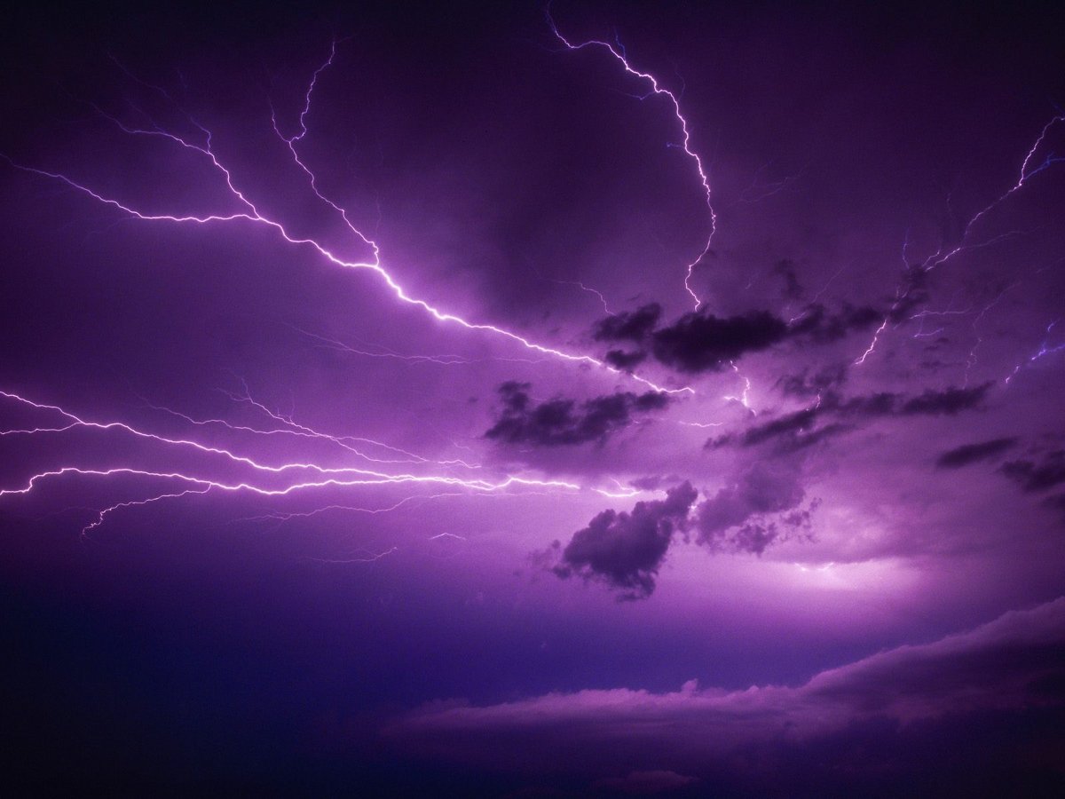 Purple night sky lightning picture