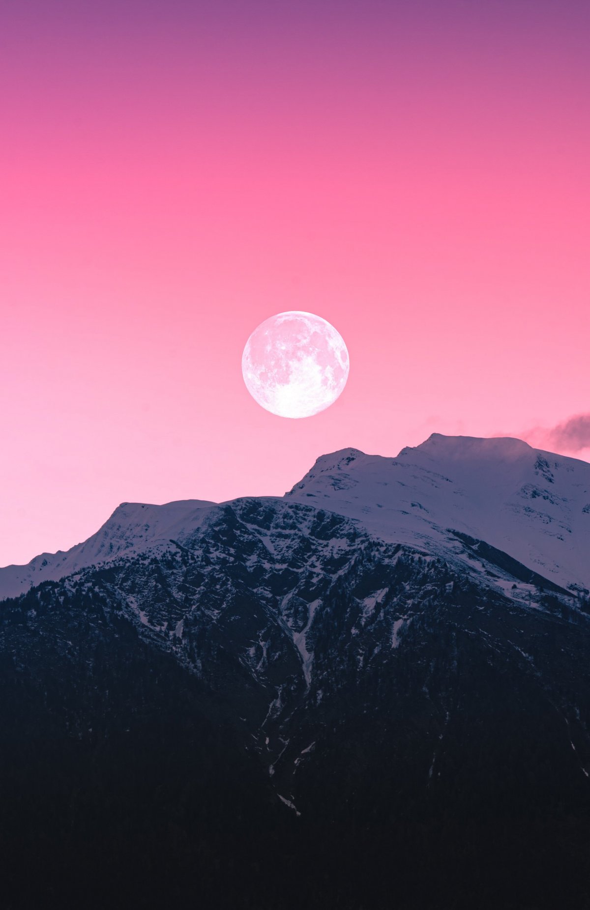 Full moon rising over mountains pictures