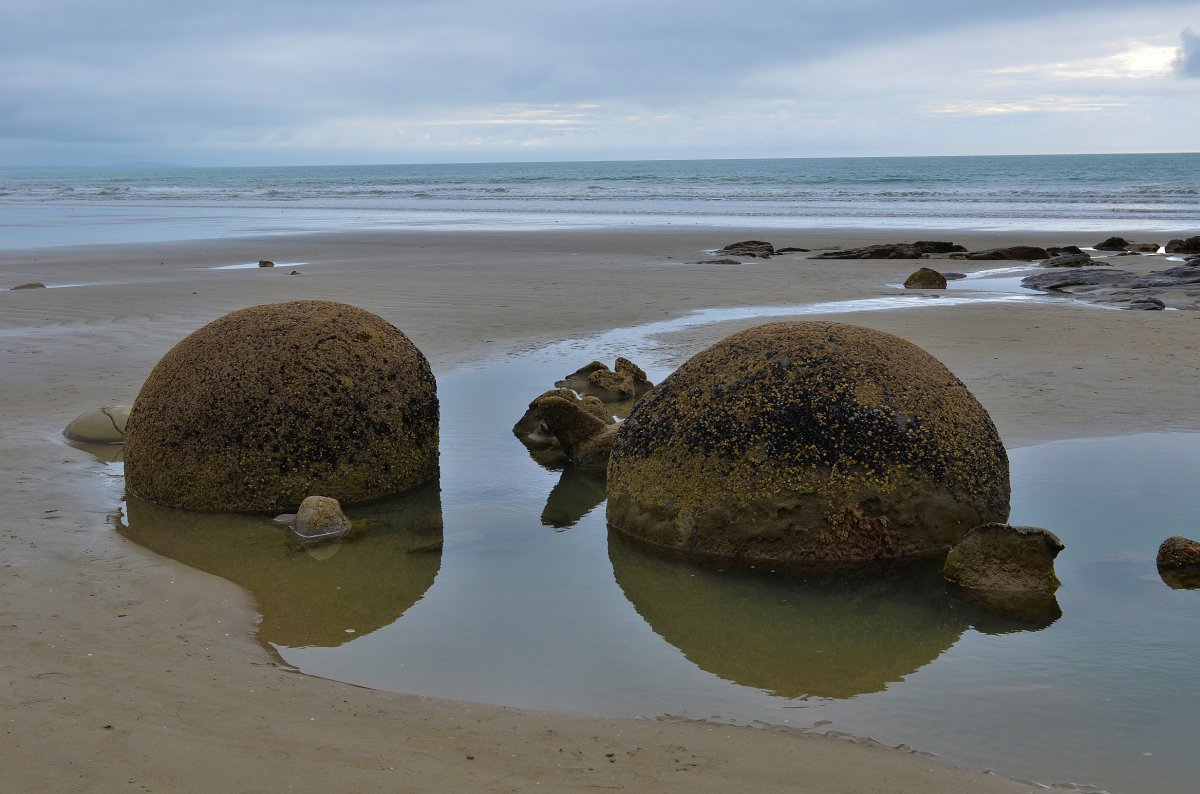 Pictures of Moeraki boulders in New Zealand