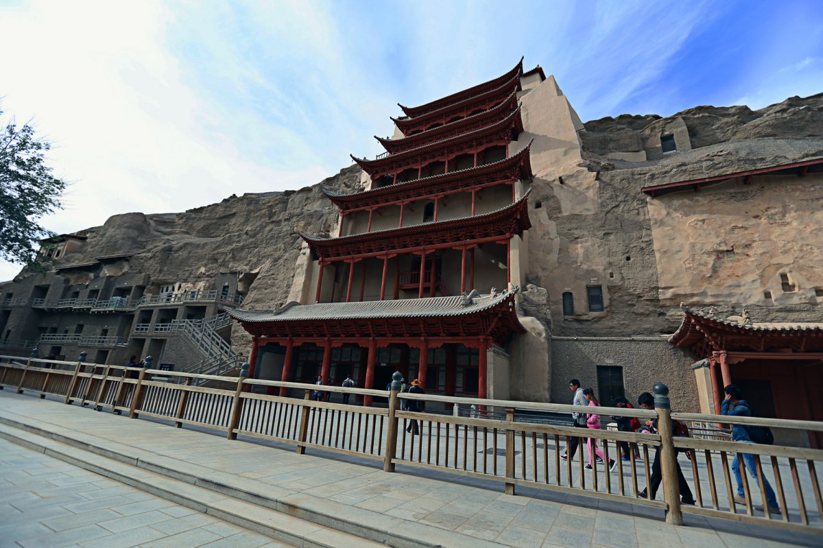 Landscape pictures of Mogao Grottoes in Dunhuang, Gansu