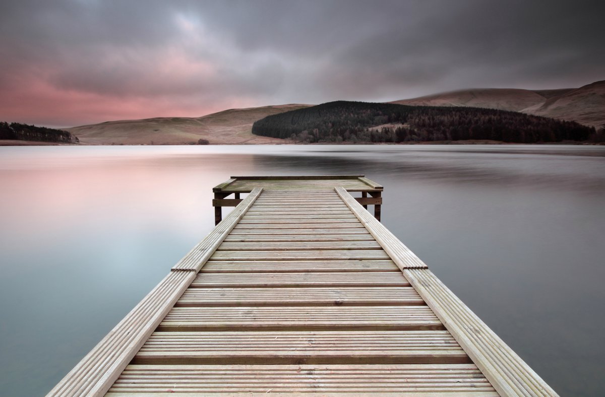 Picture of wooden bridge in lake