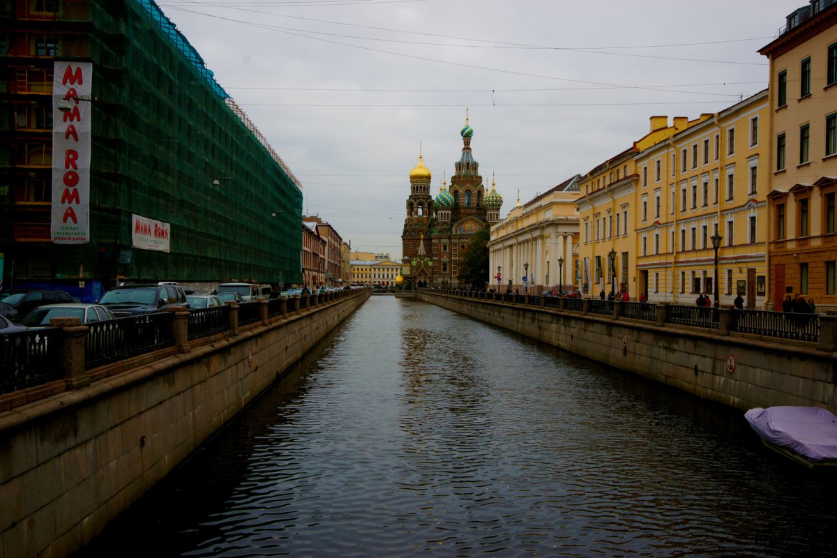 Neva River scenery picture in St. Petersburg, Russia