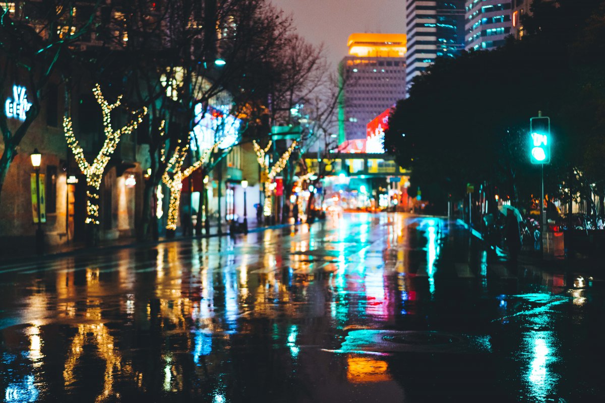 Lonely city night scene pictures