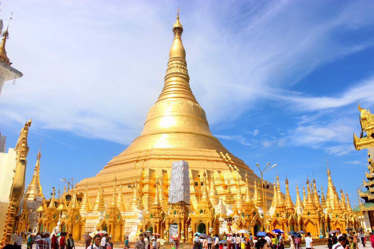 Shwedagon Pagoda architectural scenery picture in Yangon, Myanmar